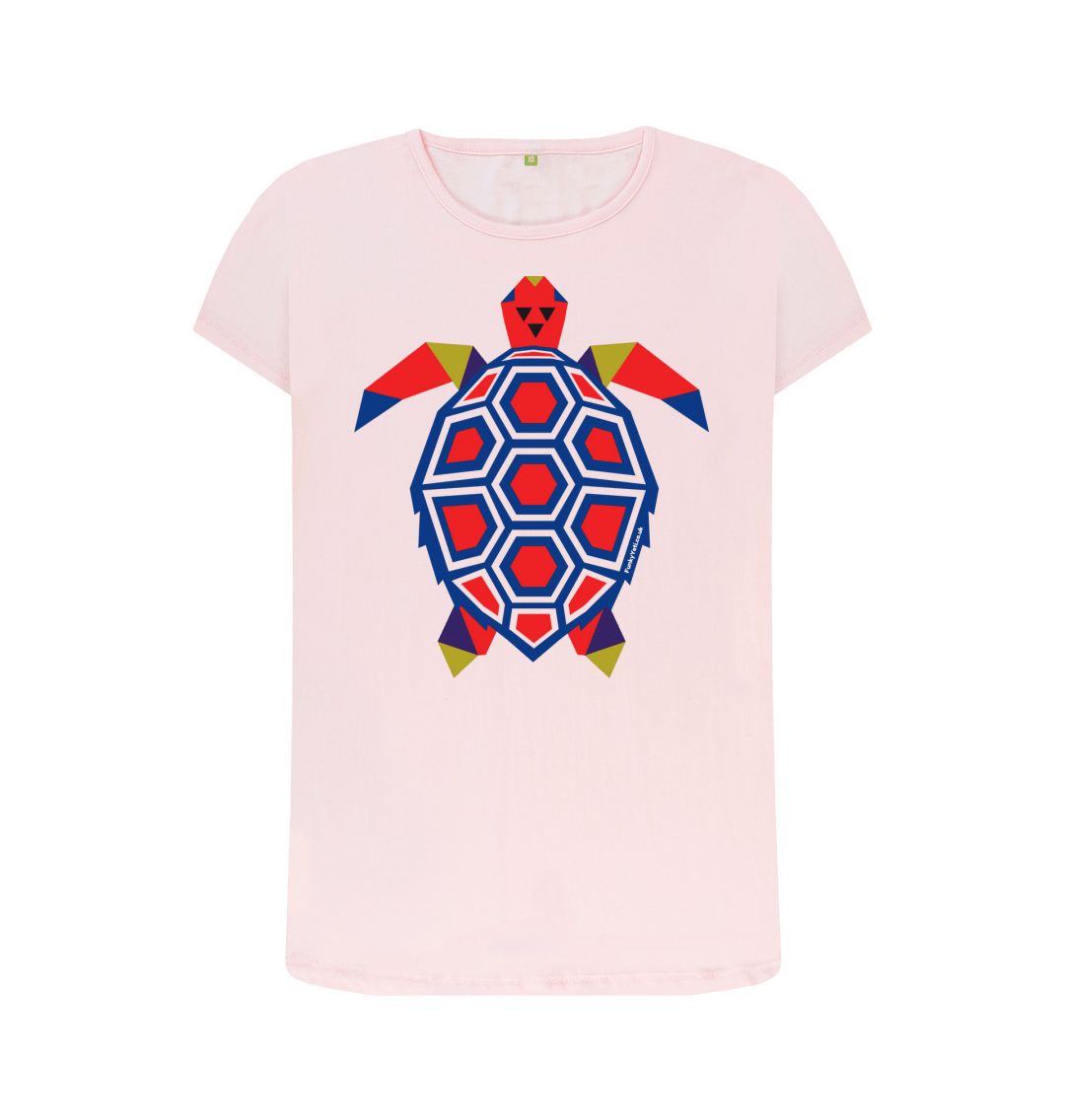 Pink Women's Polygon Turtle Organic Tee
