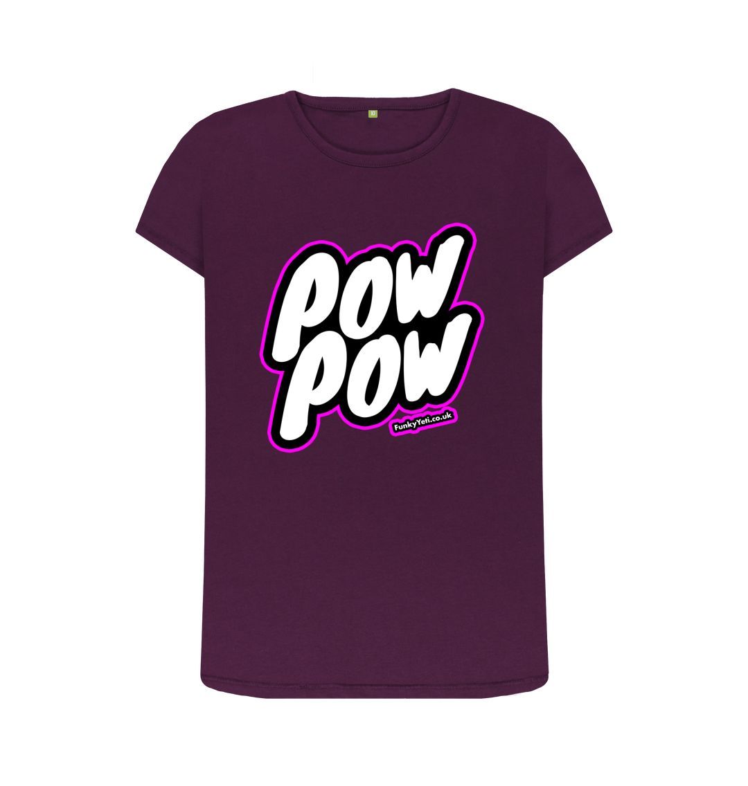 Purple Women's Pow Pow Organic Tee - Hot Pink