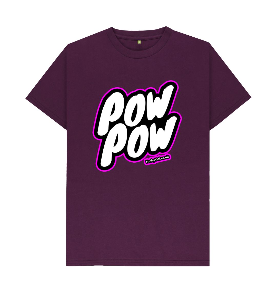 Purple Men's Pow Pow Organic Tee - Hot Pink