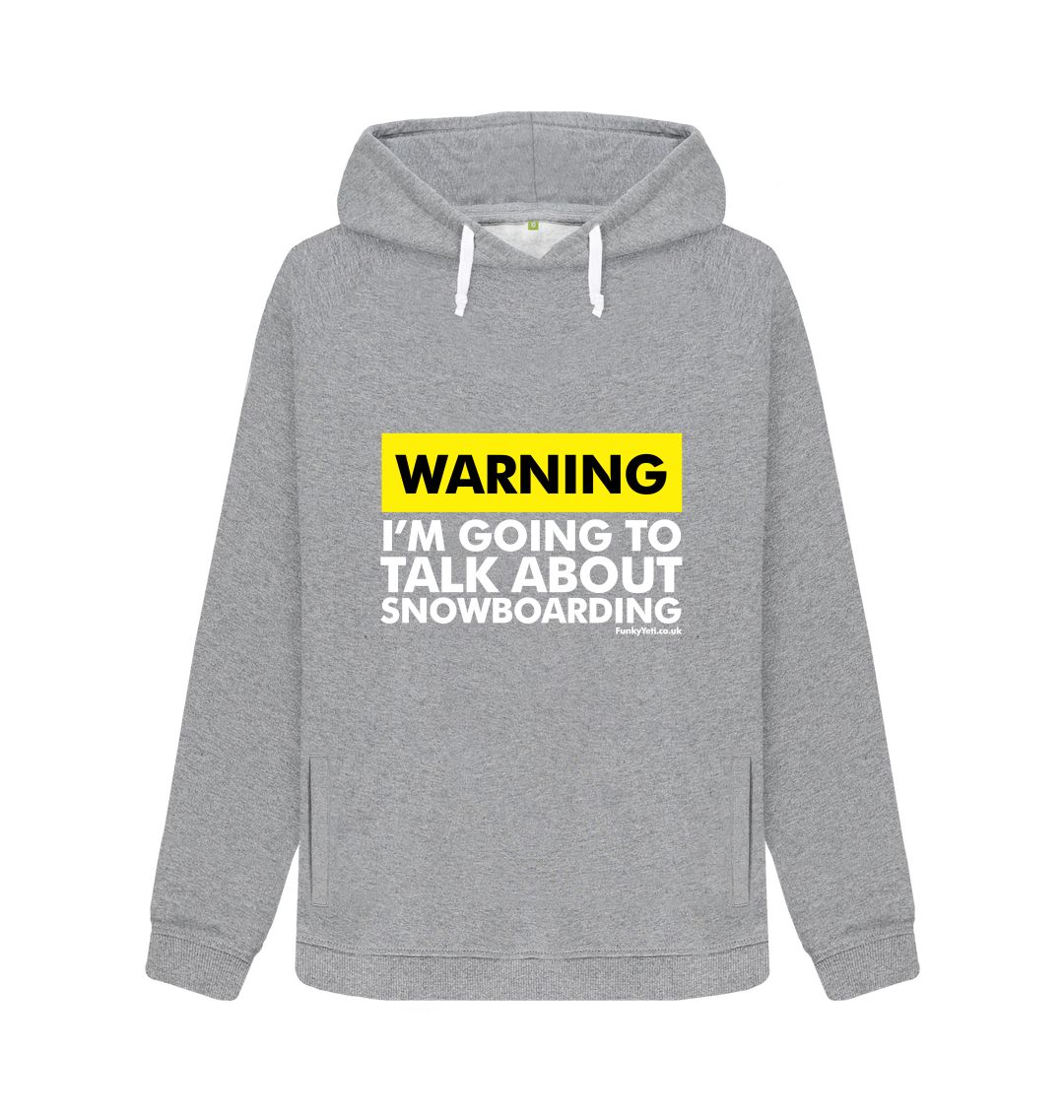 Light Heather Funky Yeti Women's Pullover Hoodie - Warning, Snowboarder!