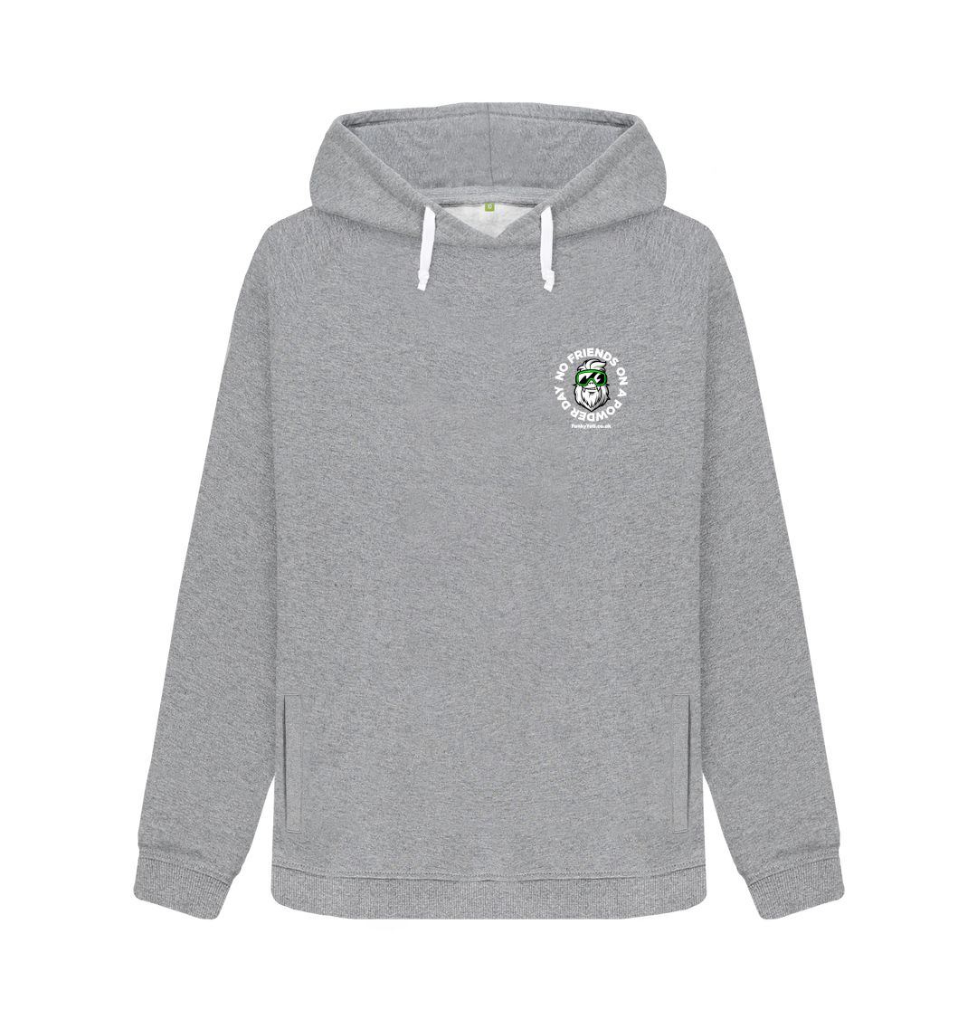 Light Heather Funky Yeti Women's Pullover Hoodie - No Friends On A Powder Day