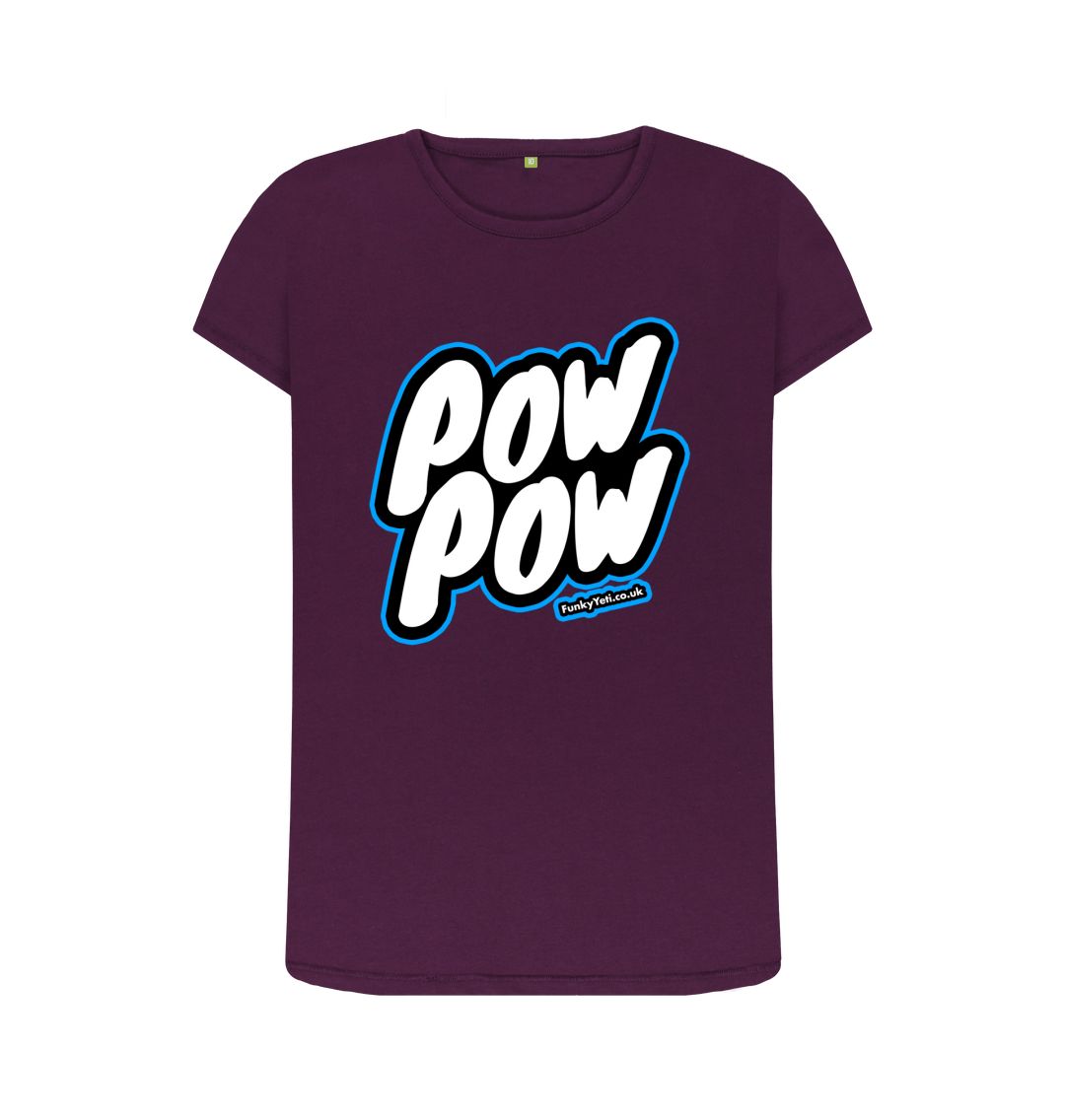 Purple Women's Pow Pow Organic Tee - Blue
