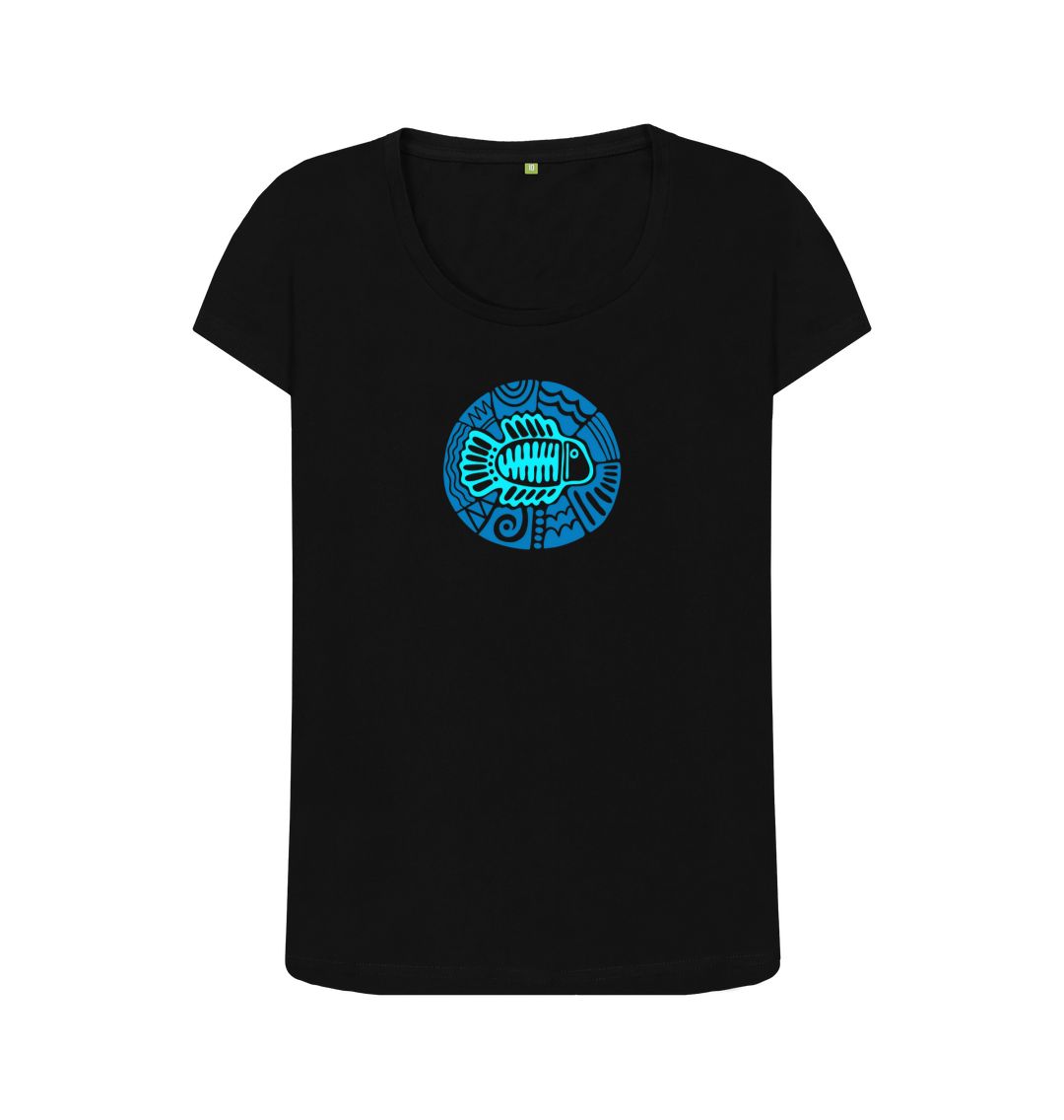 Black Women's Bluefish Organic Scoop Neck Tee