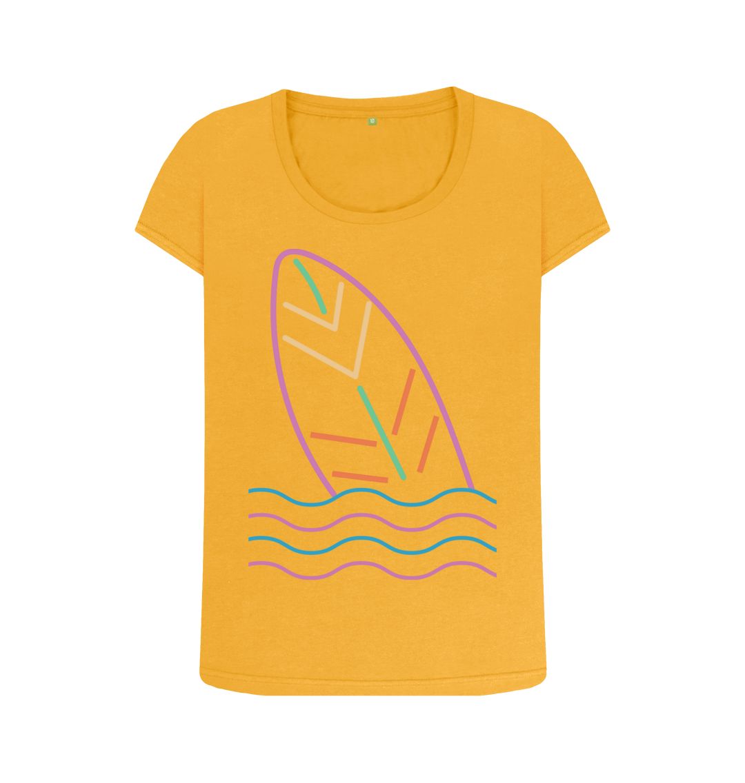 Mustard Women's Surf's Up Organic Scoop Neck Tee