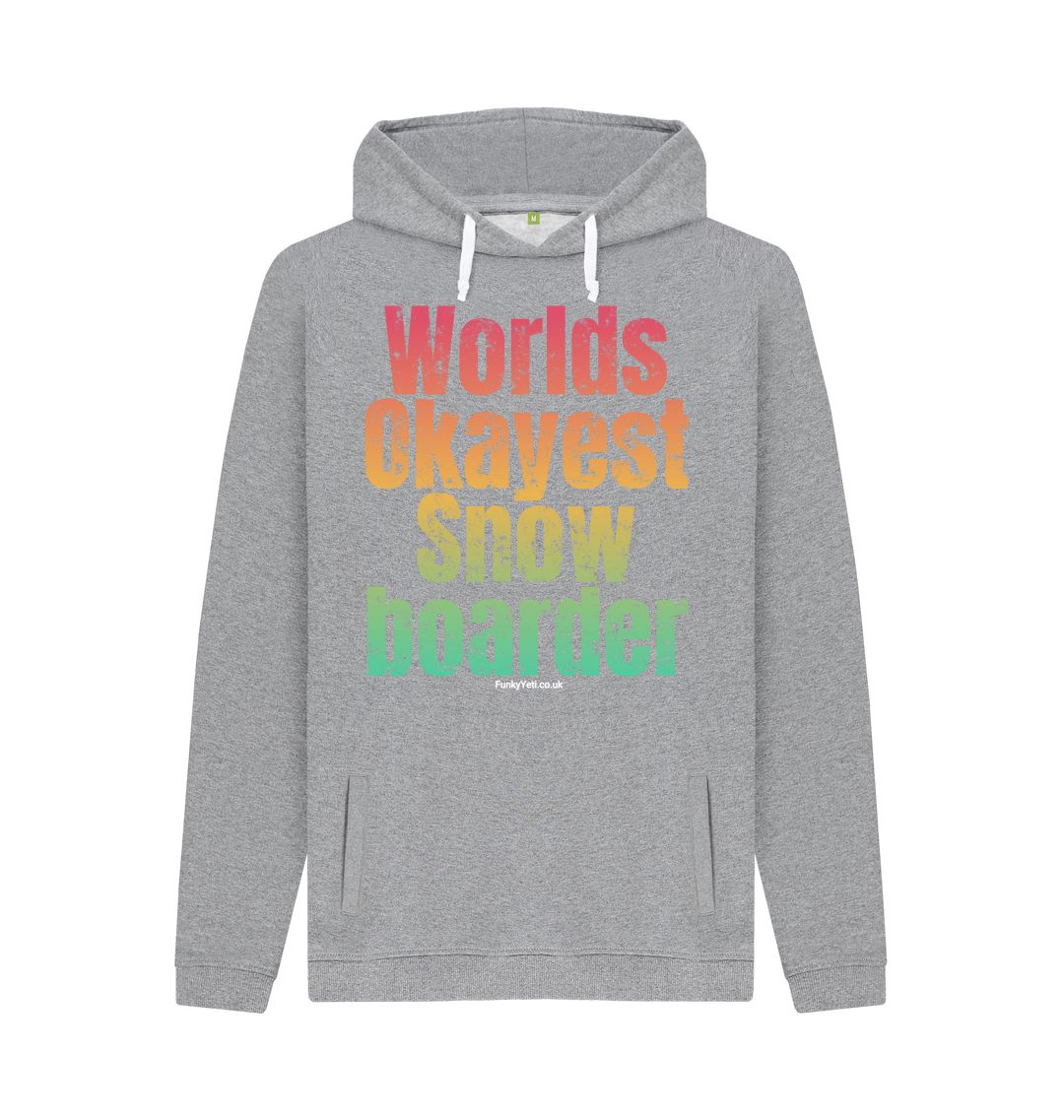 Light Heather Funky Yeti Men's Pullover Hoodie - Worlds Okayest Snowboarder