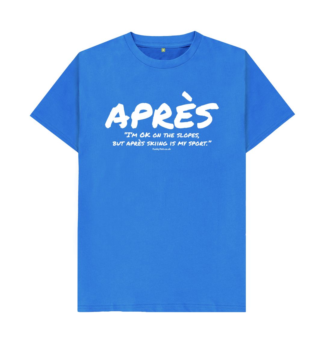 Bright Blue Men's Apres Ski Organic Tee - White
