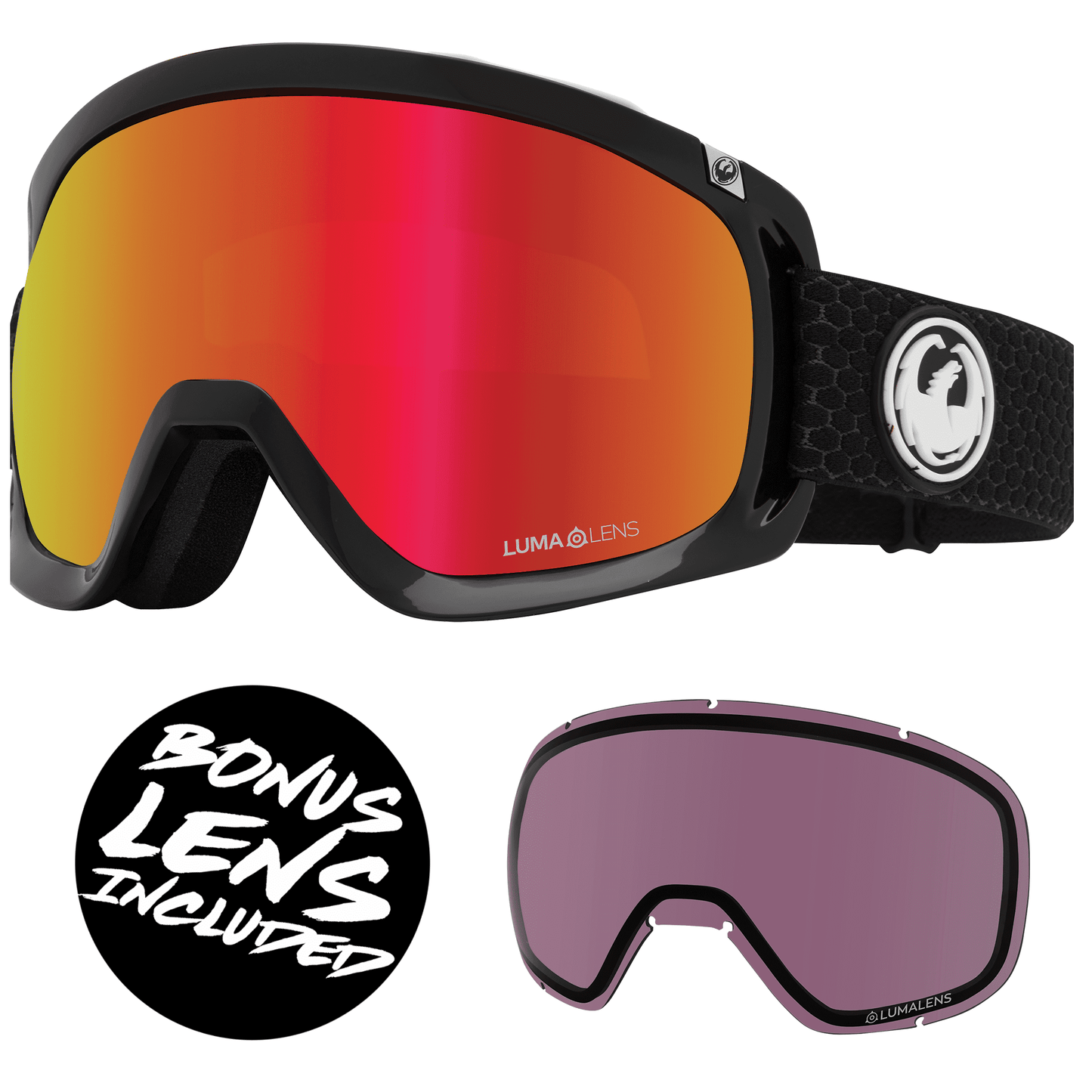 Dragon D3 OTG Goggles - Split Red