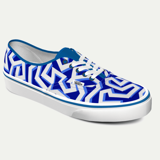 Funky Yeti x Vans Customs Authentic Shoes - Blue Geo Stripes