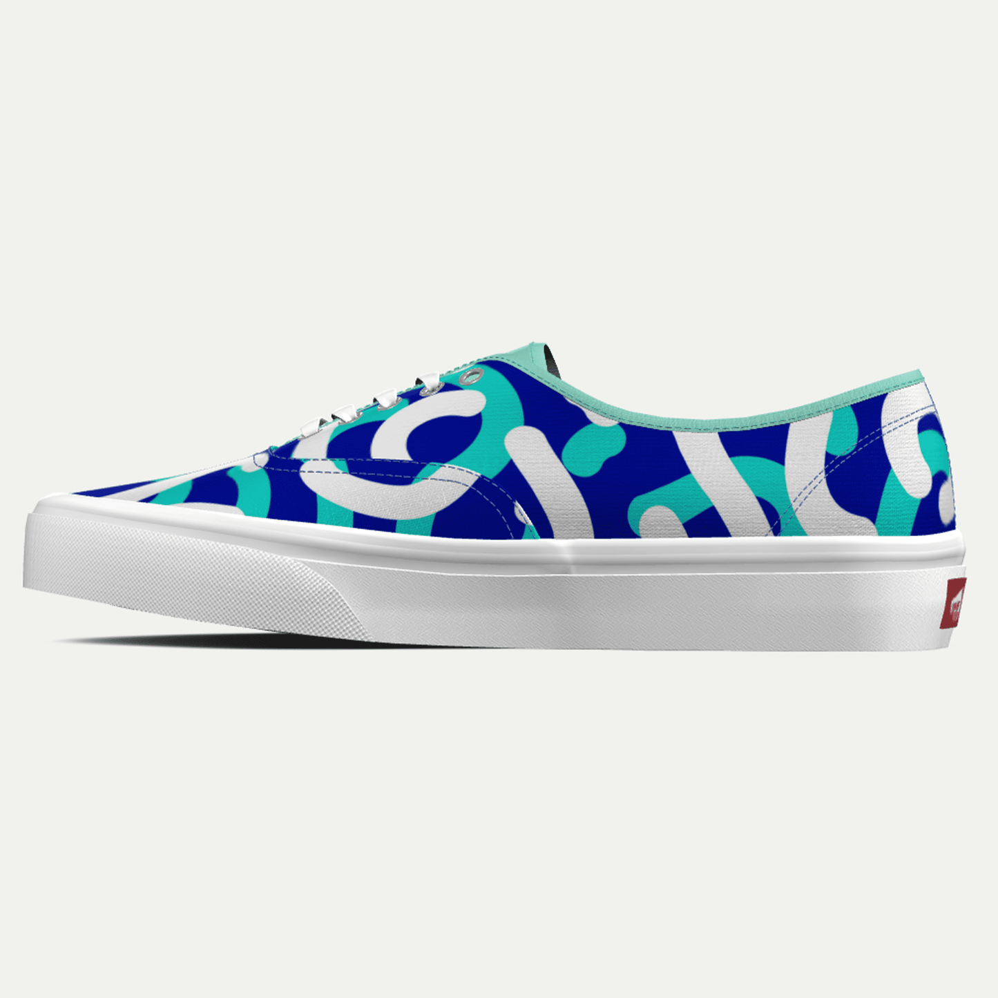 Funky Yeti x Vans Customs Authentic Shoes - Bright Blue Curves