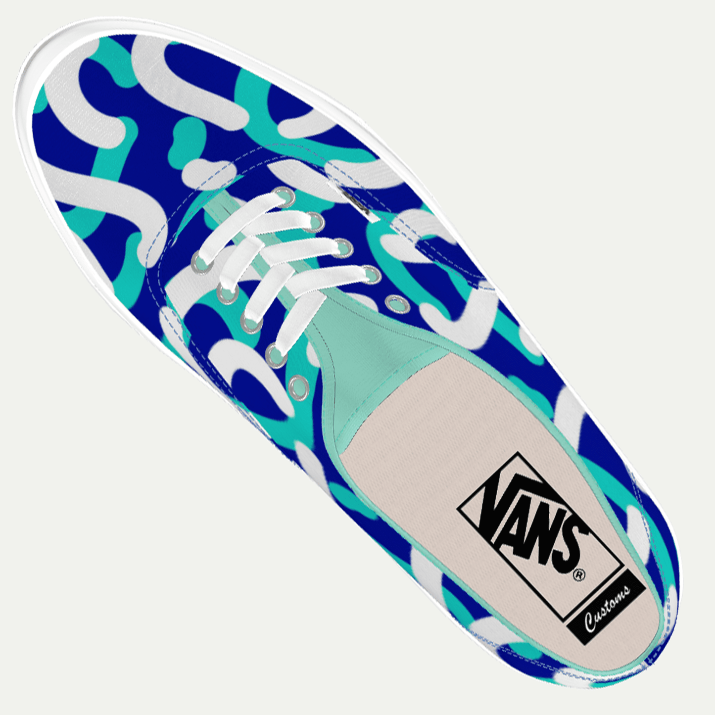 Funky Yeti x Vans Customs Authentic Shoes - Bright Blue Curves