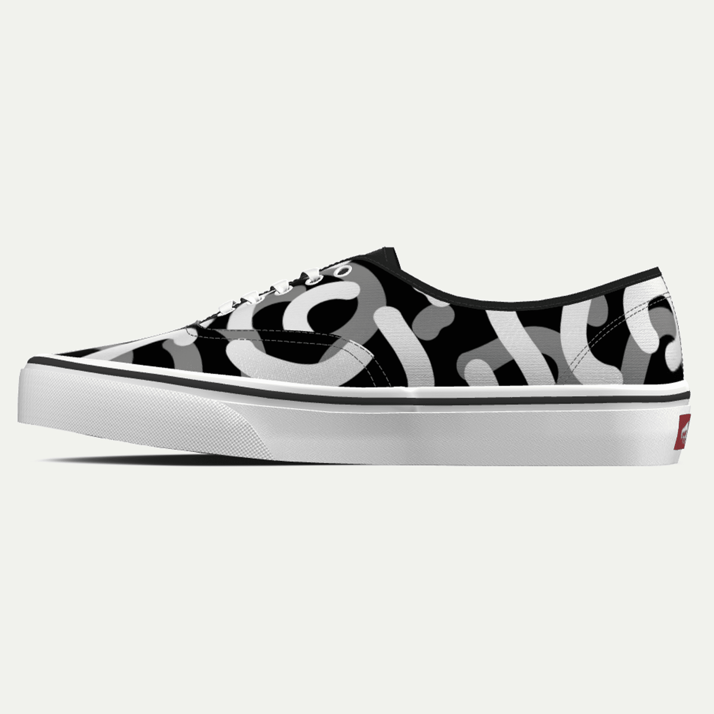 Funky Yeti x Vans Customs Authentic Shoes - Greyscale Curves