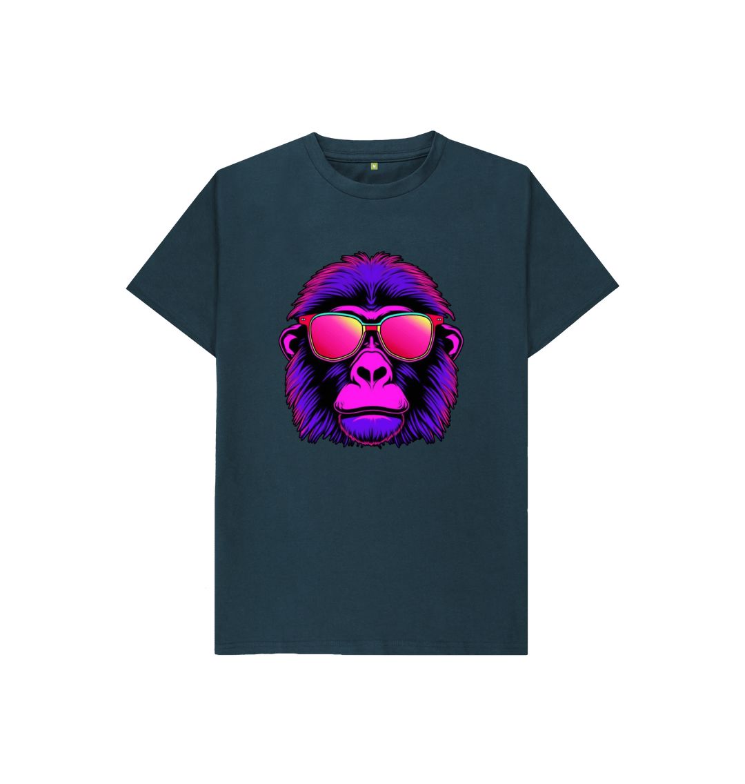 Denim Blue Kid's Monkey Business Organic Tee