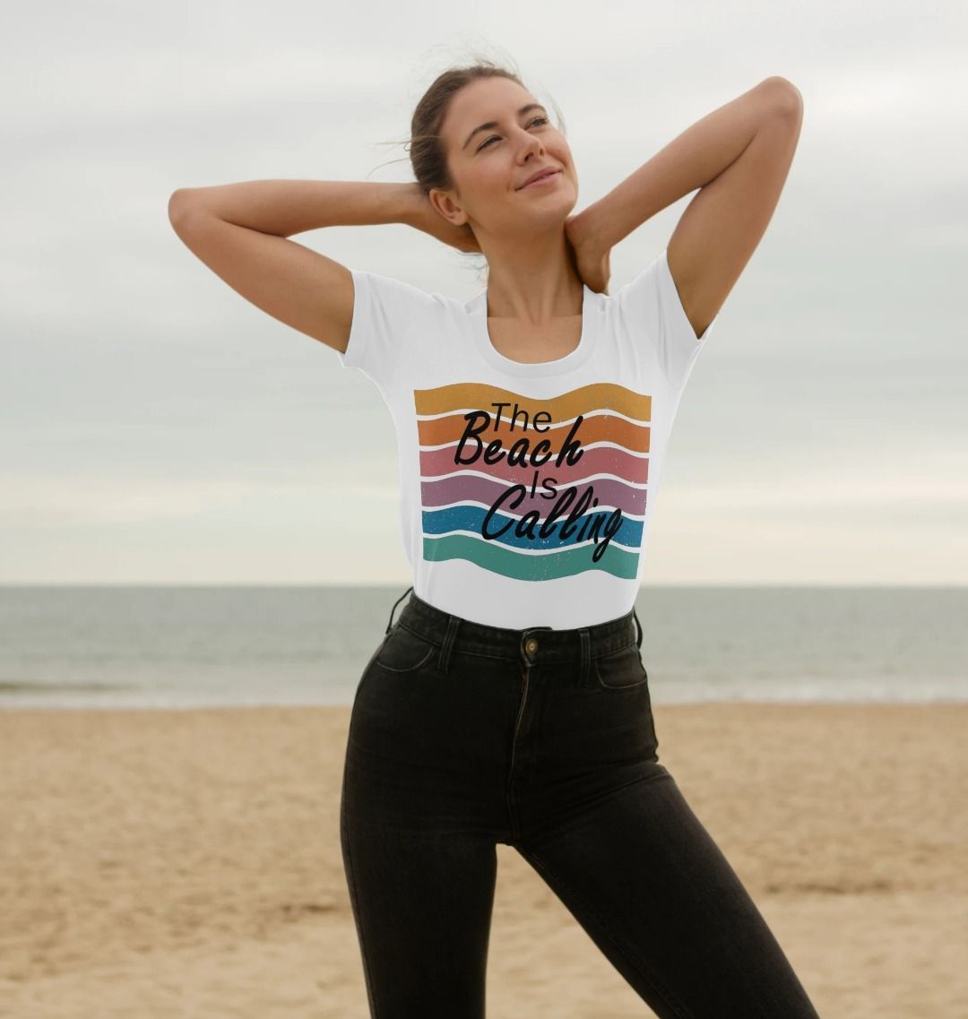 Women's The Beach Is Calling Organic Scoop Neck Tee