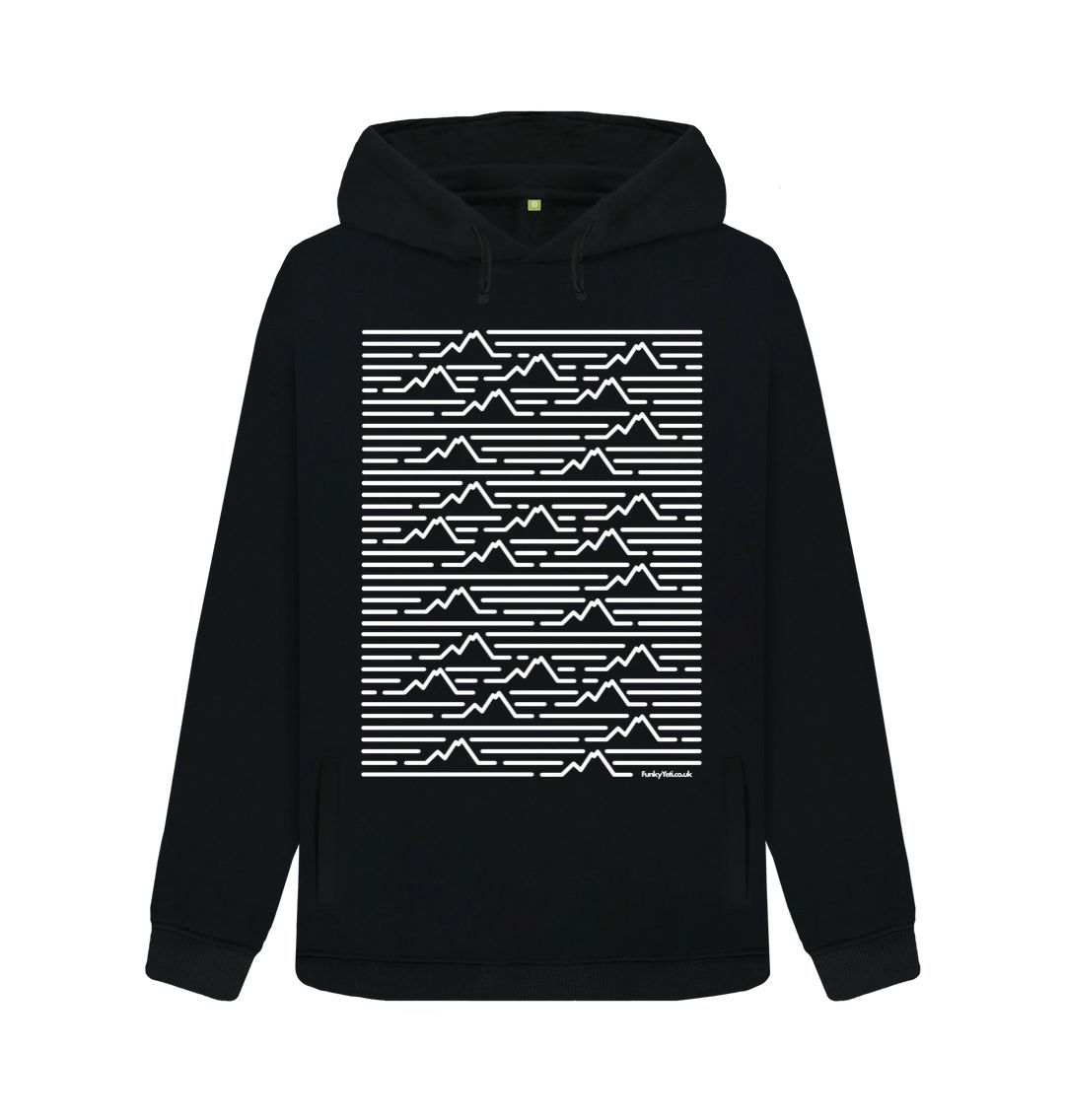 Black Women's Mountain Range Organic Pullover Hoodie - White