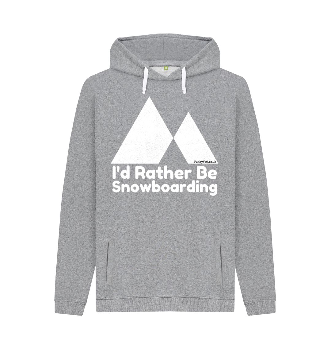 Light Heather Funky Yeti Men's Pullover Hoodie - I'd Rather Be Snowboarding