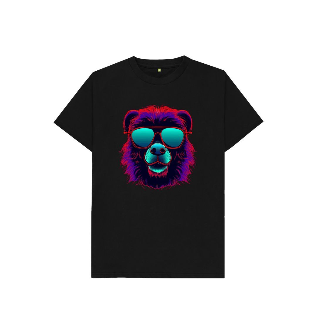 Black Kid's Cool Bear Organic Tee