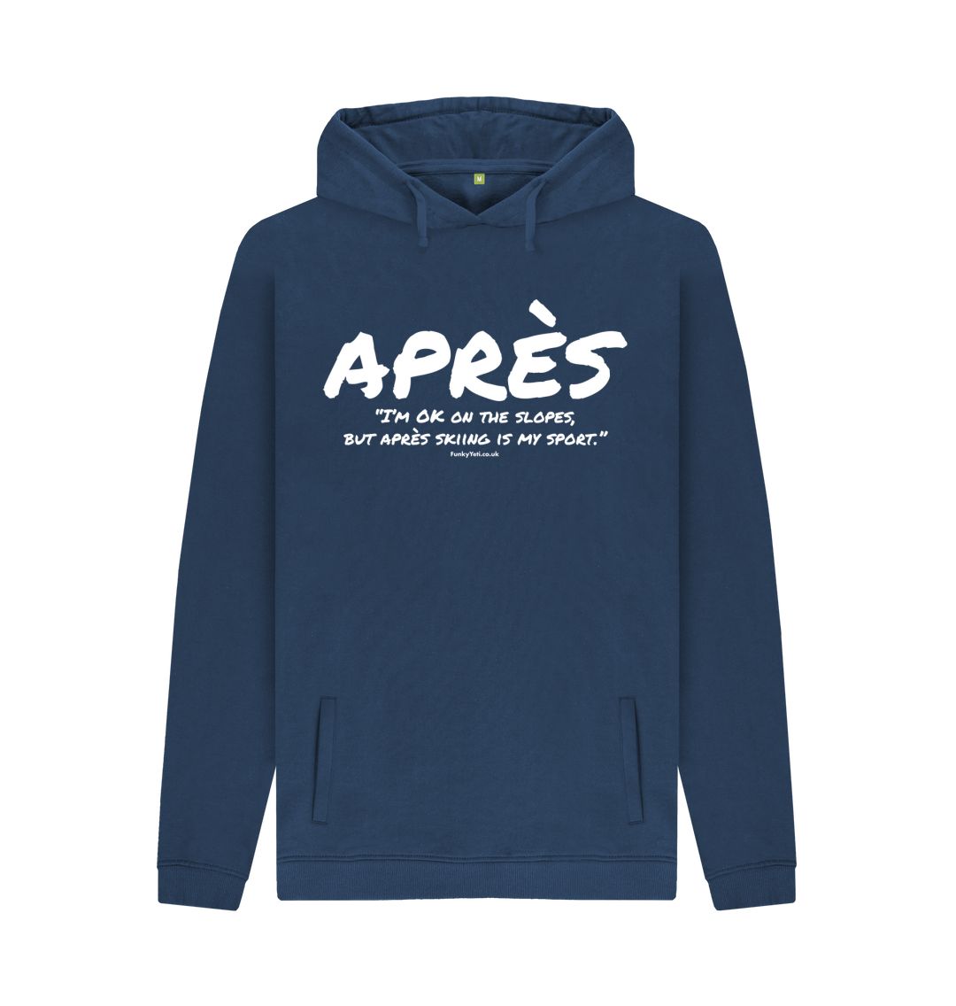 Navy Men's Apres Ski Organic Pullover Hoodie - White