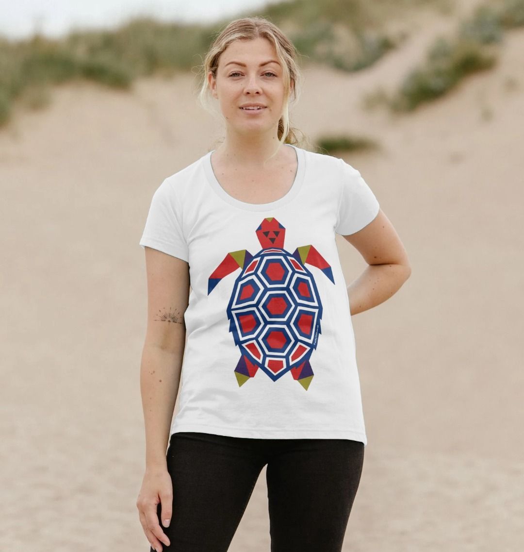 Women's Polygon Turtle Organic Scoop Neck Tee