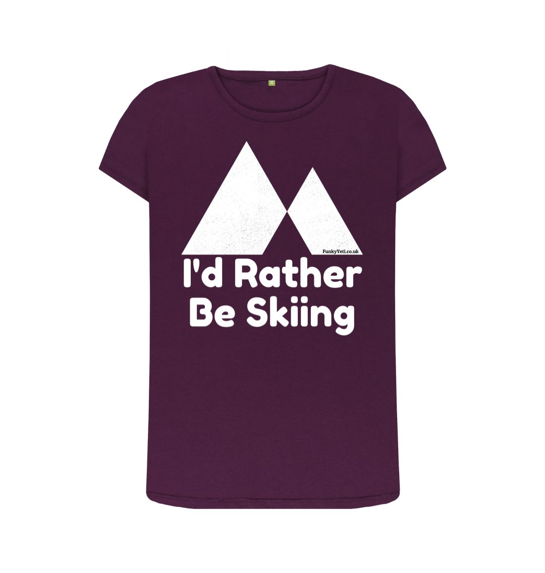 Purple Funky Yeti Women's Tee - I'd Rather Be Skiing