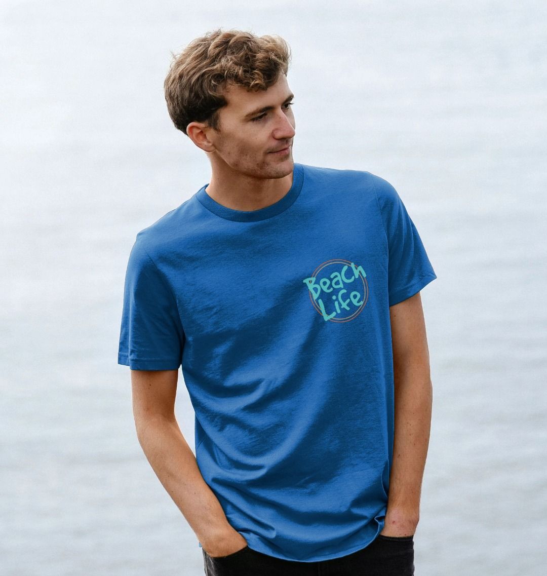 Men's Blue Beach Life Organic Cotton T-shirt