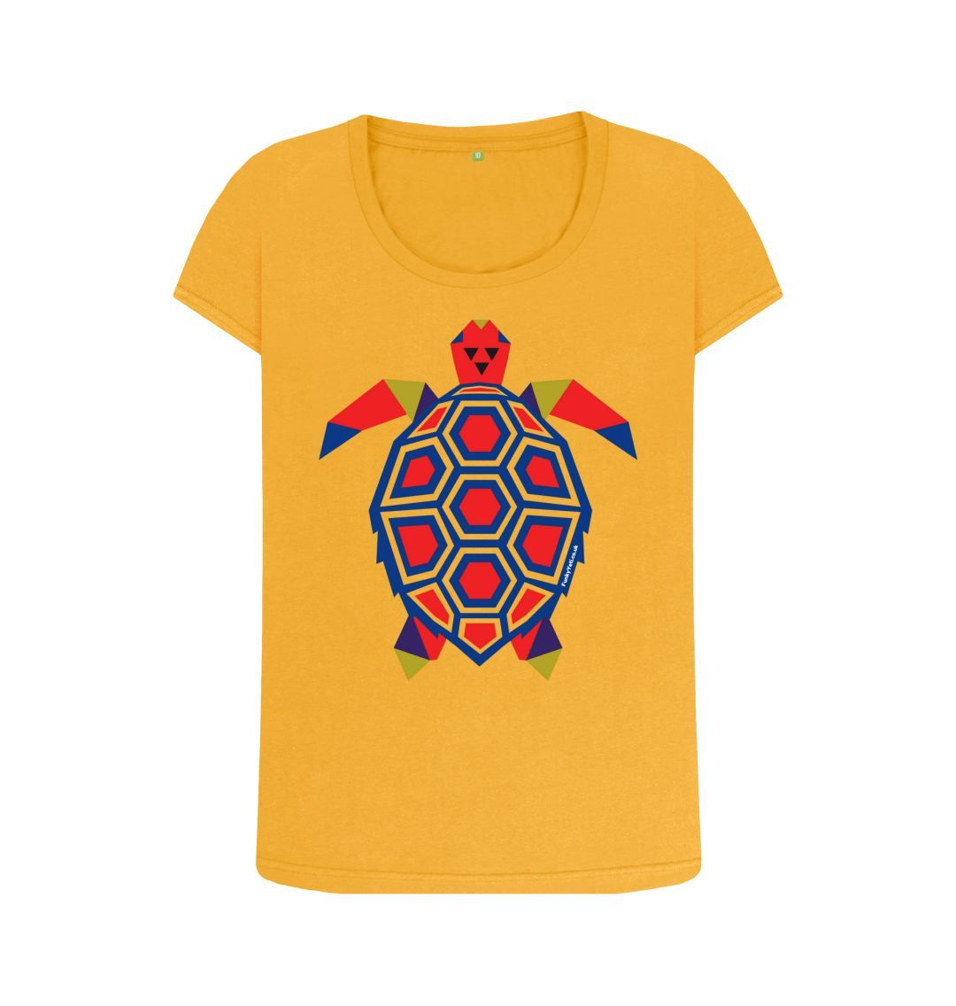 Mustard Women's Polygon Turtle Organic Scoop Neck Tee