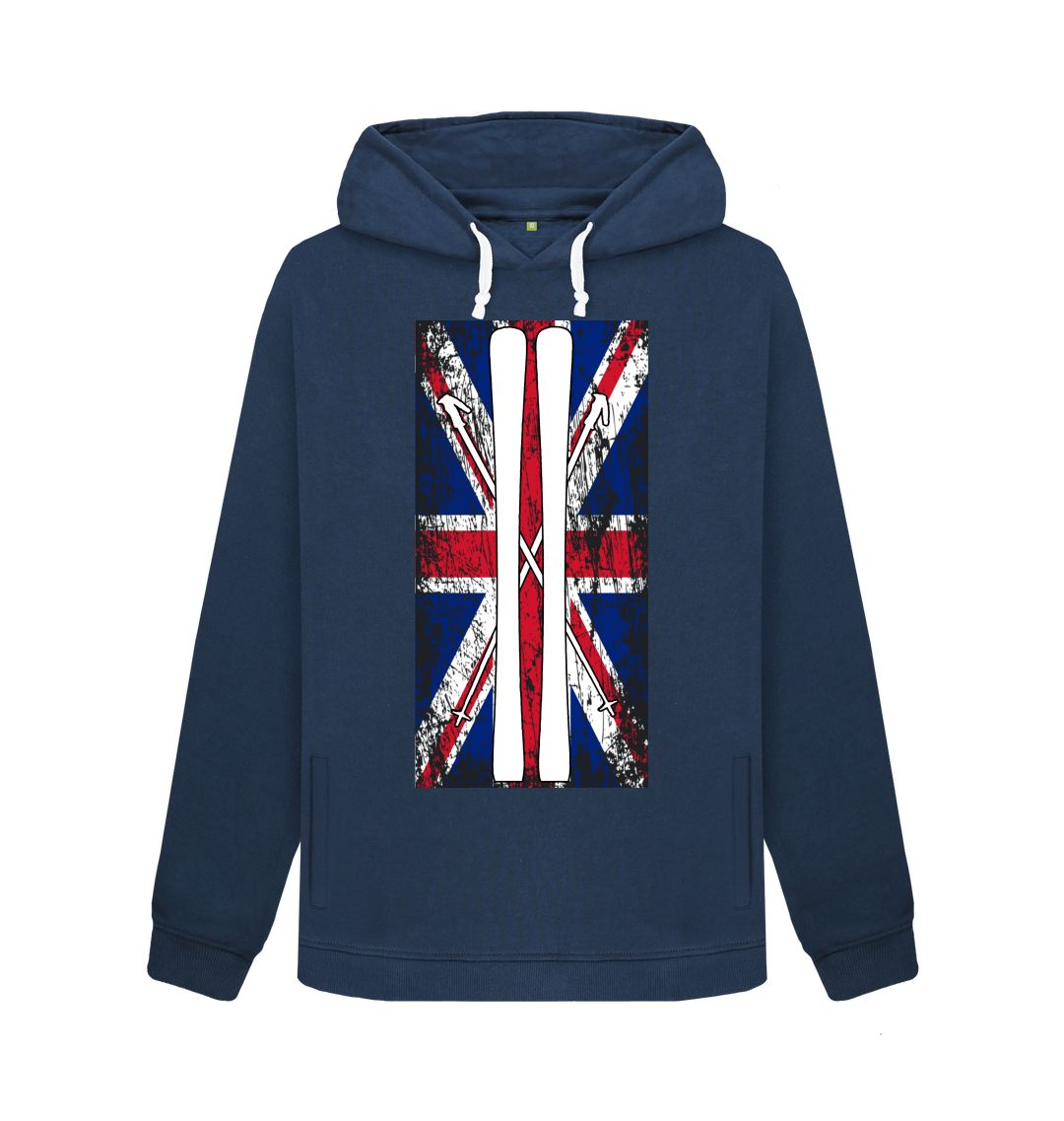 Navy Blue Funky Yeti Women's Pullover Hoodie - Ski Flag