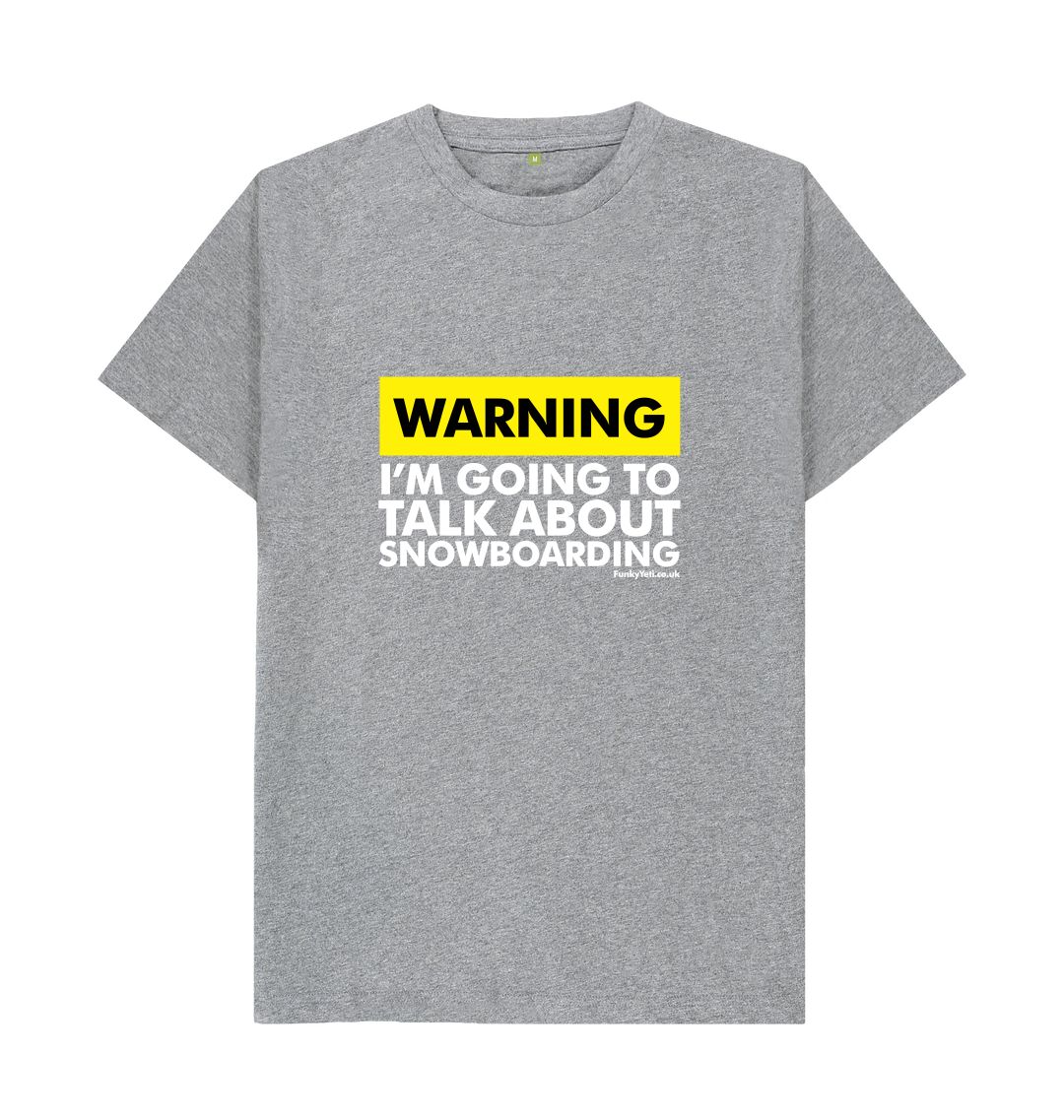 Athletic Grey Funky Yeti Men's Tee - Warning, Snowboarder!