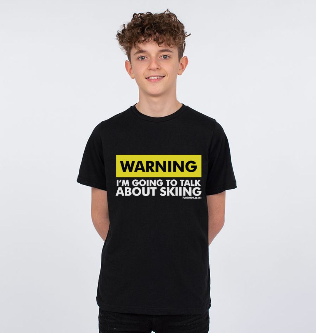 Funky Yeti Kids Tee - Warning, Skier!