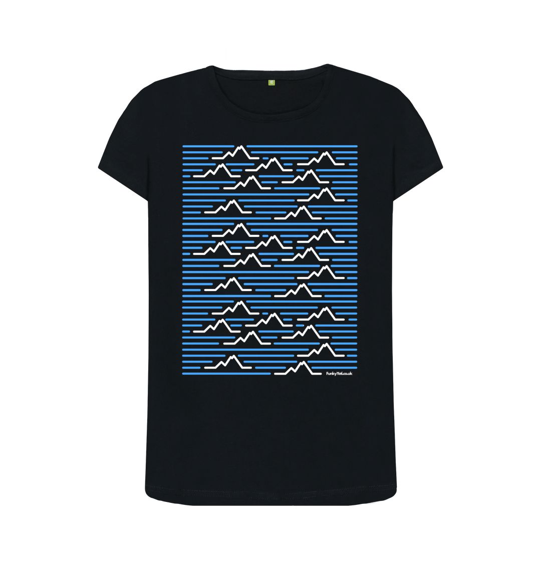 Black Women's Mountain Range Organic Tee - Sky Blue