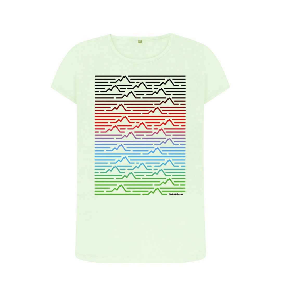 Pastel Green Women's Mountain Range Organic Tee - Piste Colours