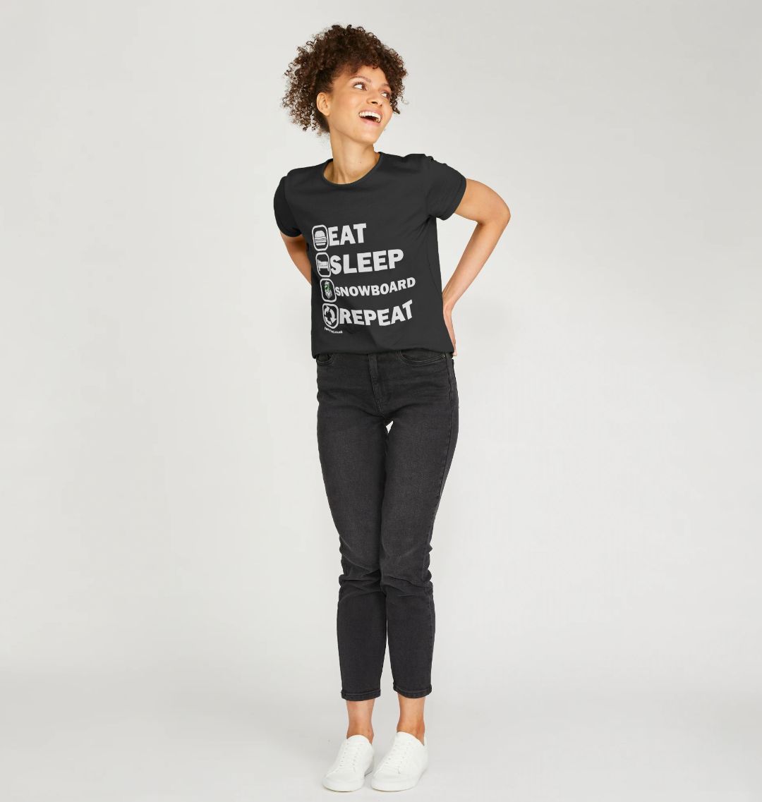 Women's Eat Sleep Snowboard Repeat Organic Tee