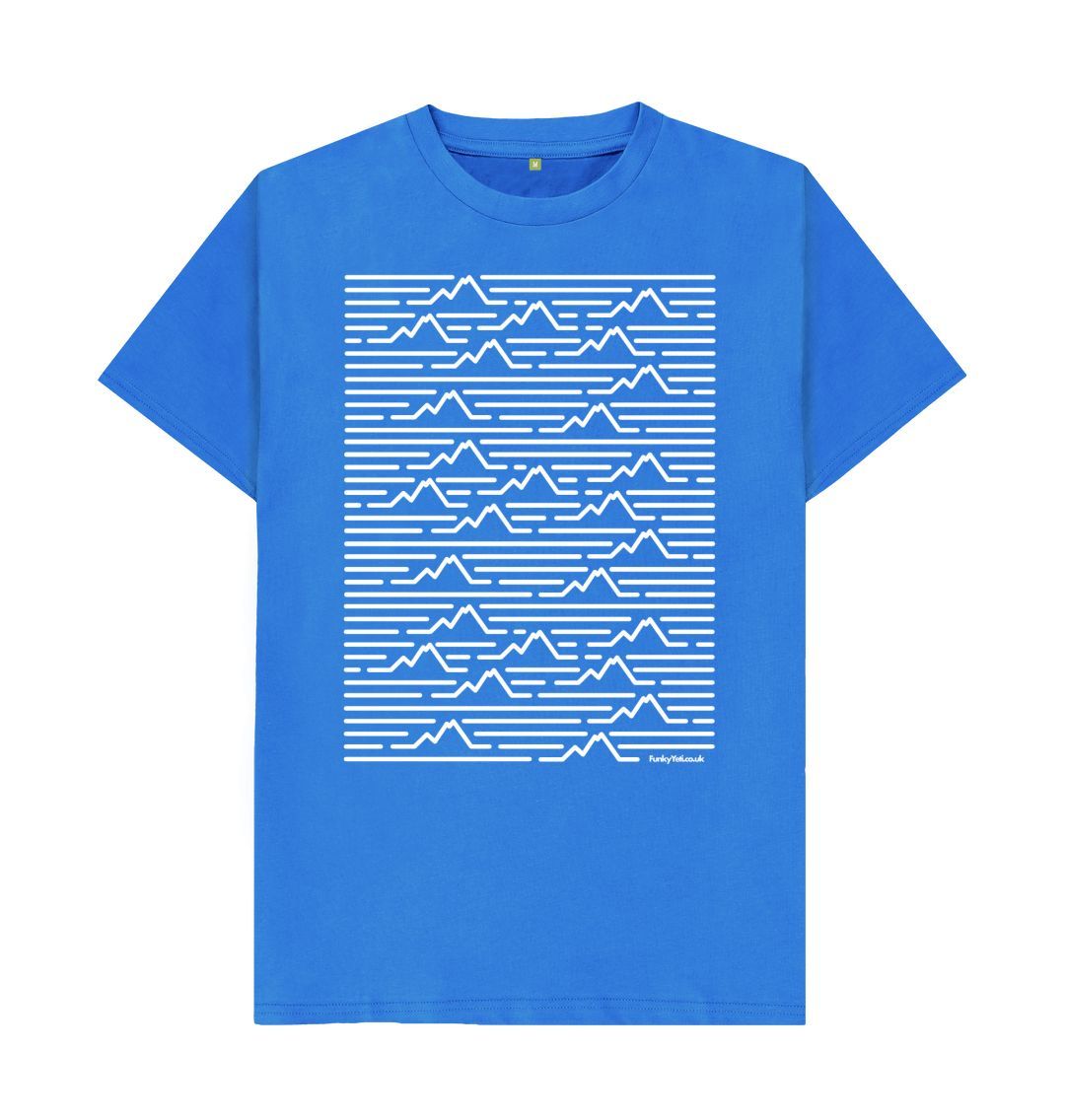 Bright Blue Men's Mountain Range Organic Tee - White