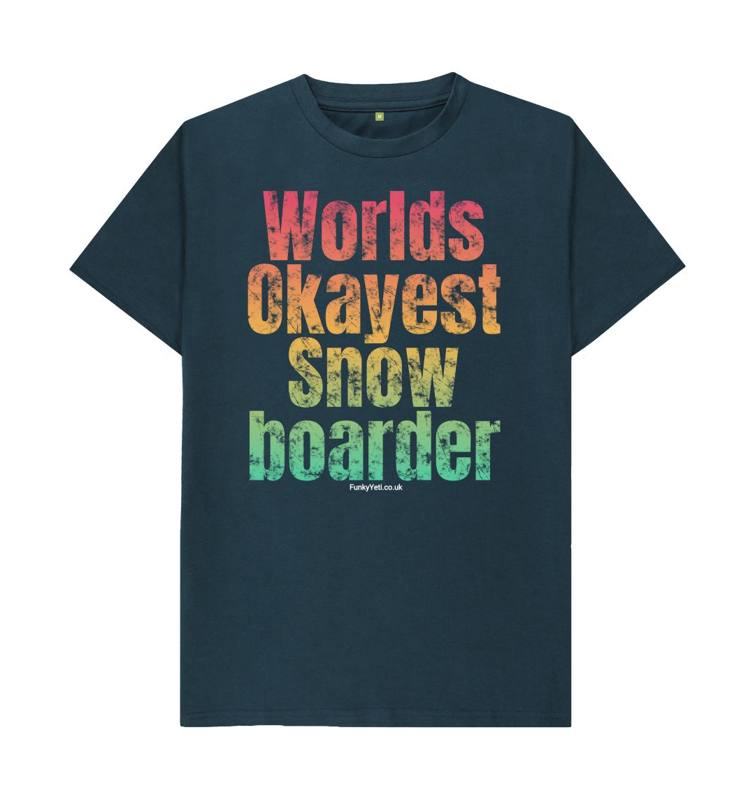 Denim Blue Funky Yeti Men's Tee - Worlds Okayest Snowboarder