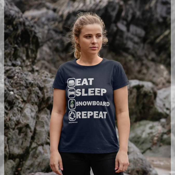 Women's Eat Sleep Snowboard Repeat Organic Tee
