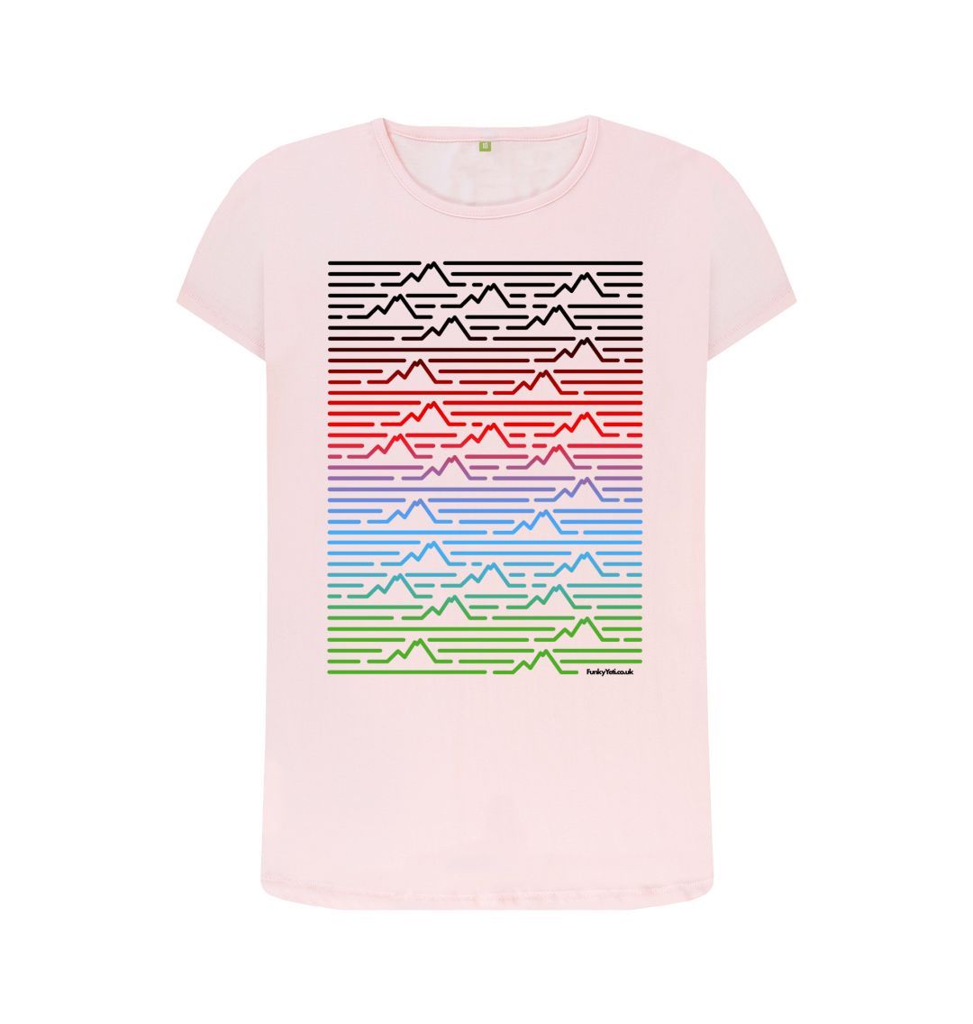 Pink Women's Mountain Range Organic Tee - Piste Colours