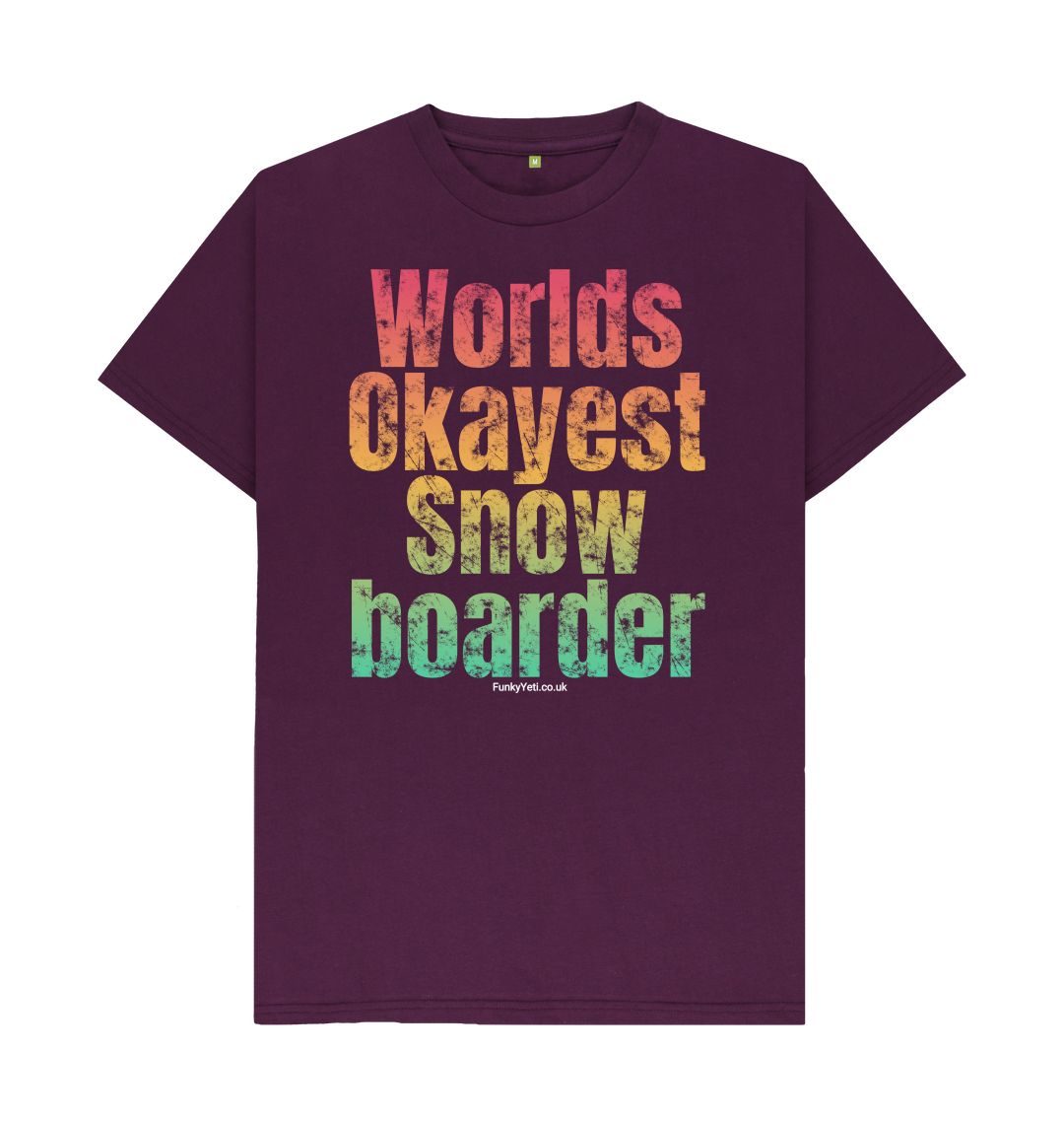 Purple Funky Yeti Men's Tee - Worlds Okayest Snowboarder
