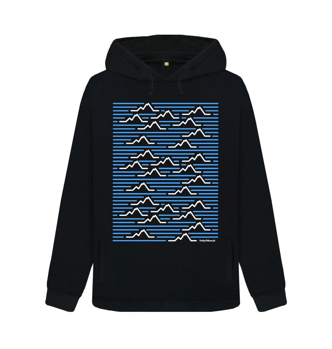 Black Women's Mountain Range Organic Pullover Hoodie - Sky Blue