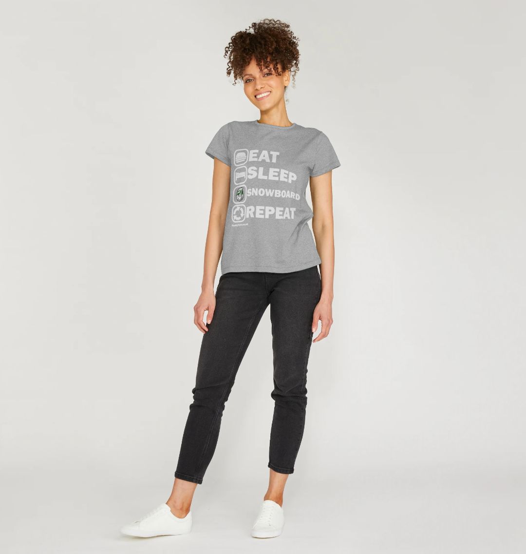 Women's Eat Sleep Snowboard Repeat Organic Tee