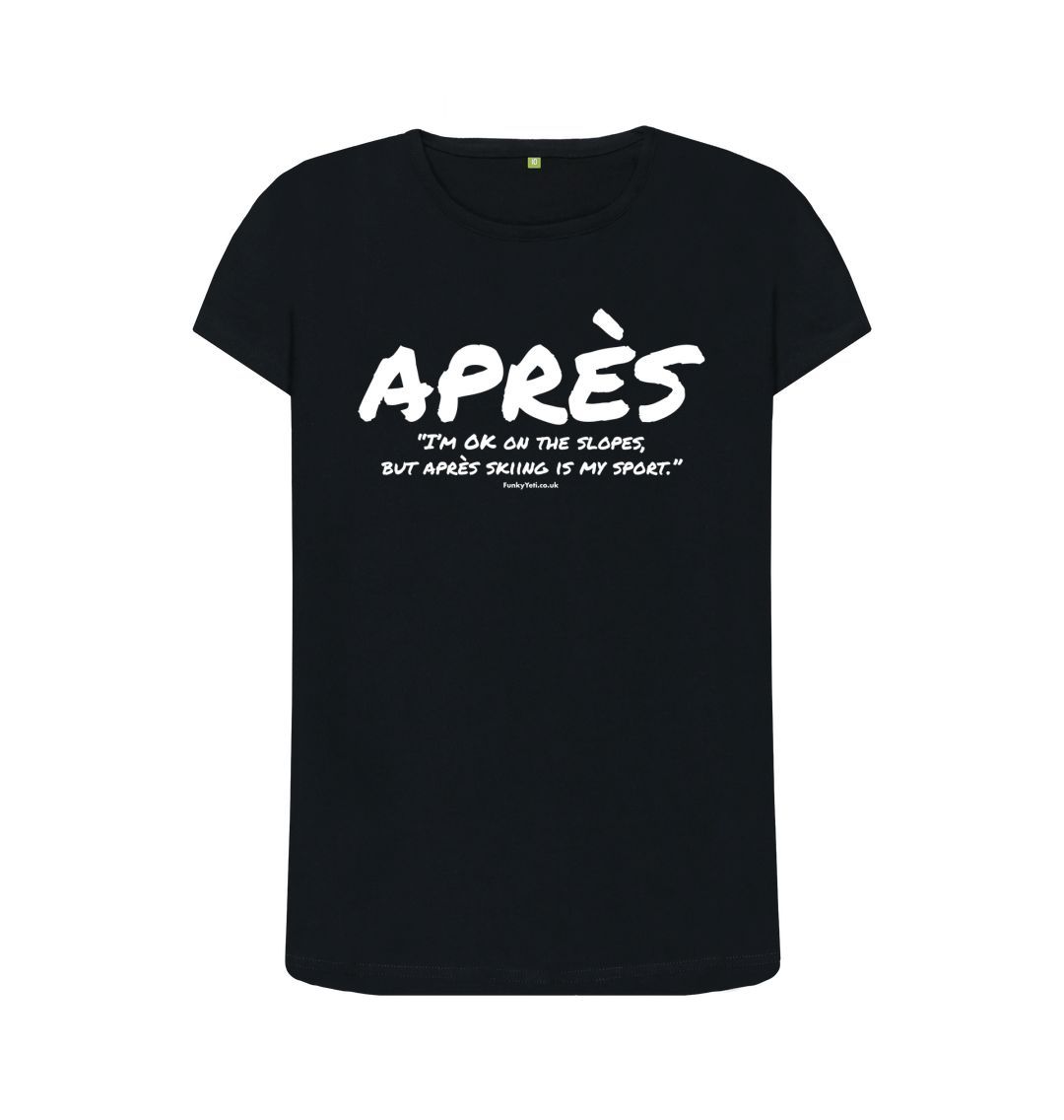 Black Women's Apres Ski Organic Tee - White