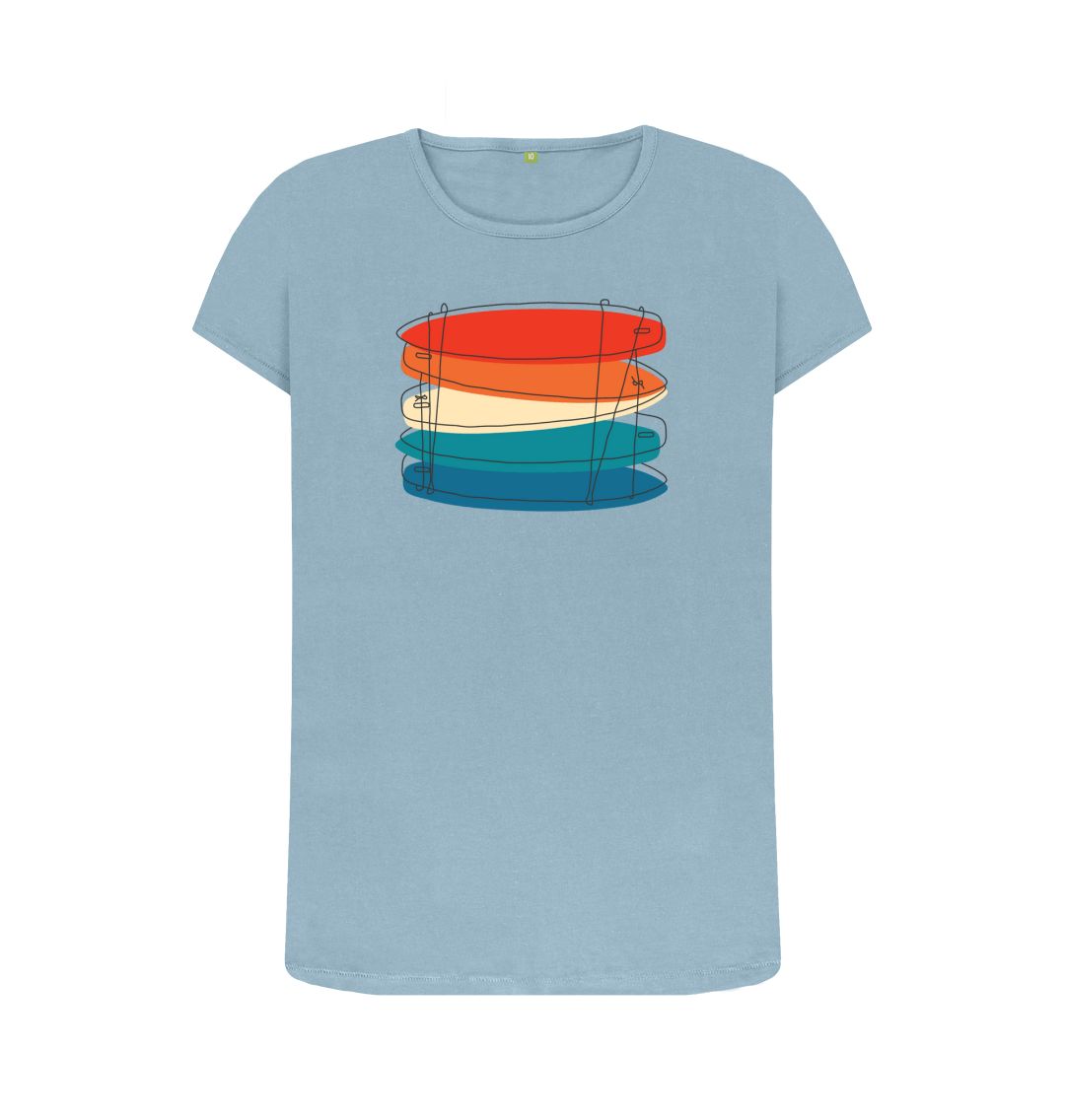 Stone Blue Women's Surf Quiver Organic Tee