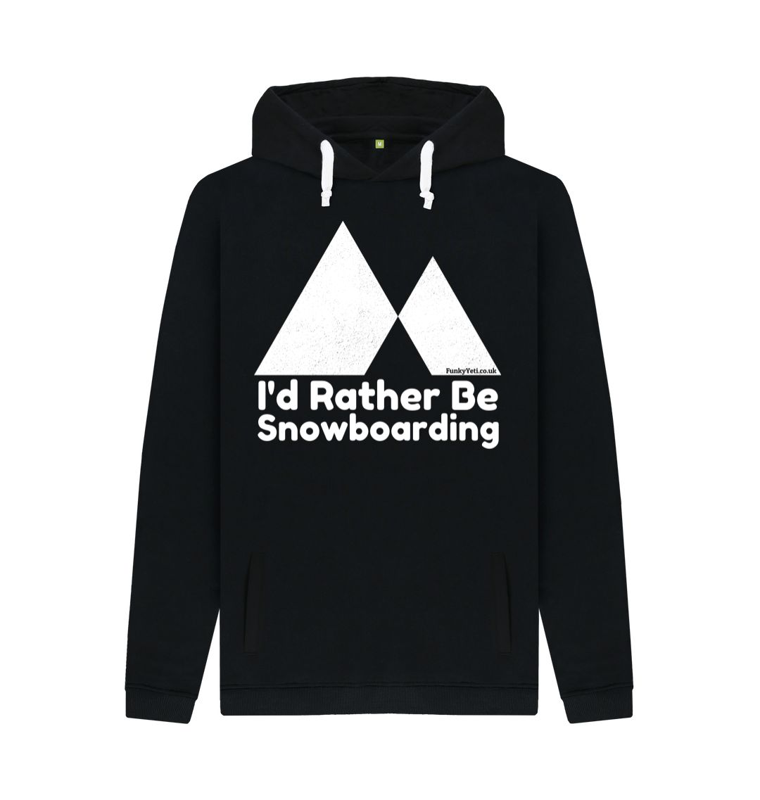 Black Funky Yeti Men's Pullover Hoodie - I'd Rather Be Snowboarding