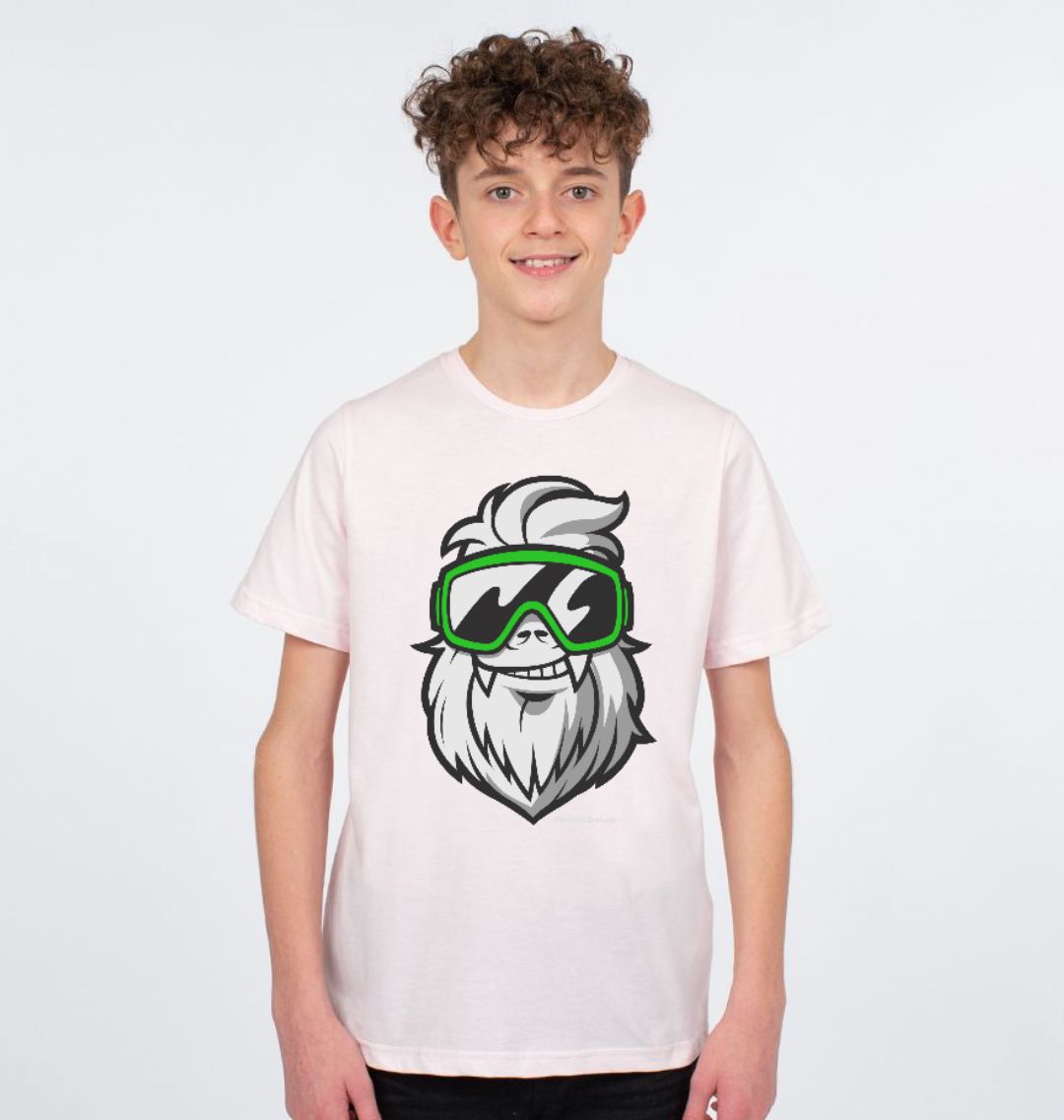 Kids Tee - Pink Organic Cotton T-shirt with Big Funky Yeti logo print