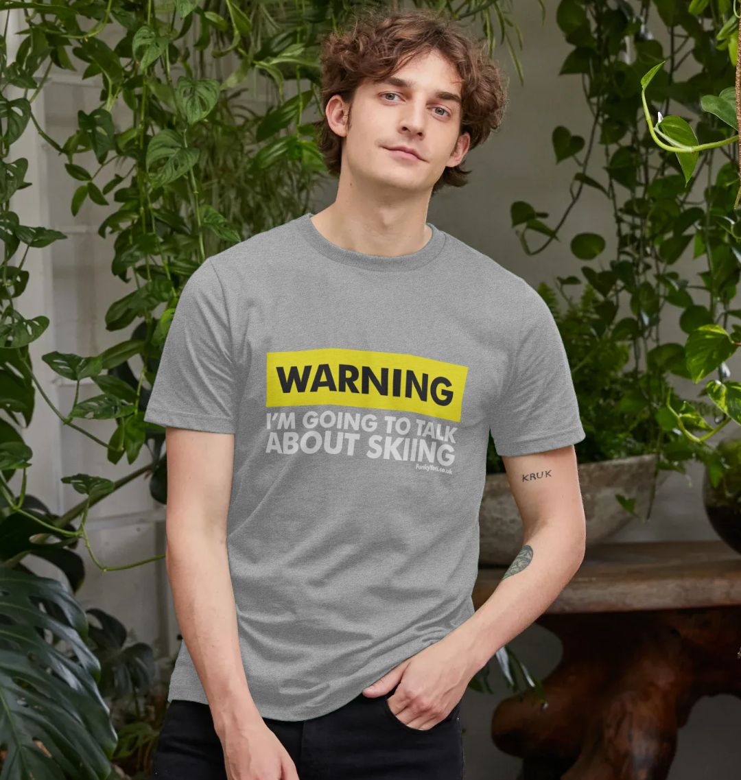 Men's Warning, Skier! Organic Tee
