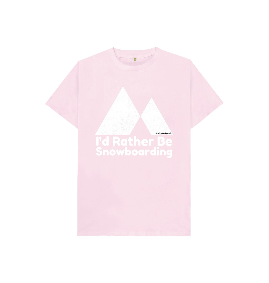 Pink Funky Yeti Kids Tee - I'd Rather Be Snowboarding