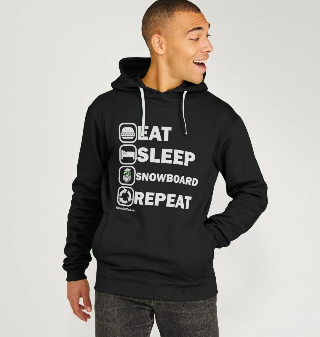 Men's Eat Sleep Snowboard Repeat Organic Pullover Hoodie