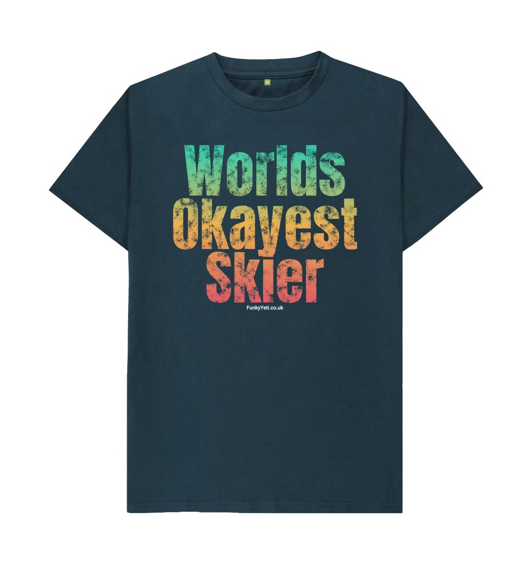 Denim Blue Funky Yeti Men's Tee - Worlds Okayest Skier