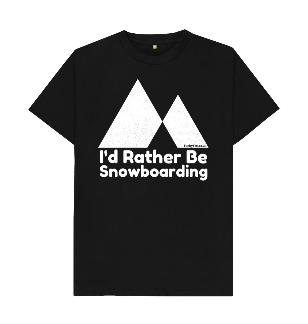 Black Funky Yeti Men's Tee - I'd Rather Be Snowboarding