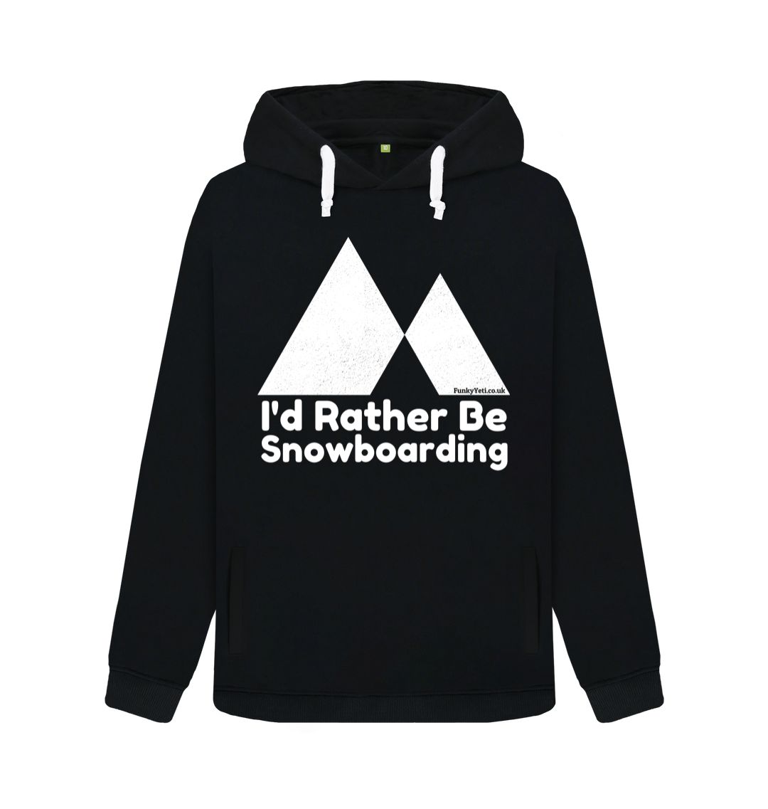 Black Funky Yeti Women's Pullover Hoodie - I'd Rather Be Snowboarding