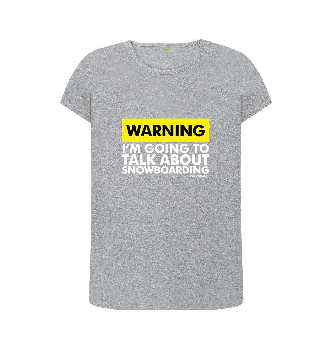 Athletic Grey Funky Yeti Women's Tee - Warning, Snowboarder!