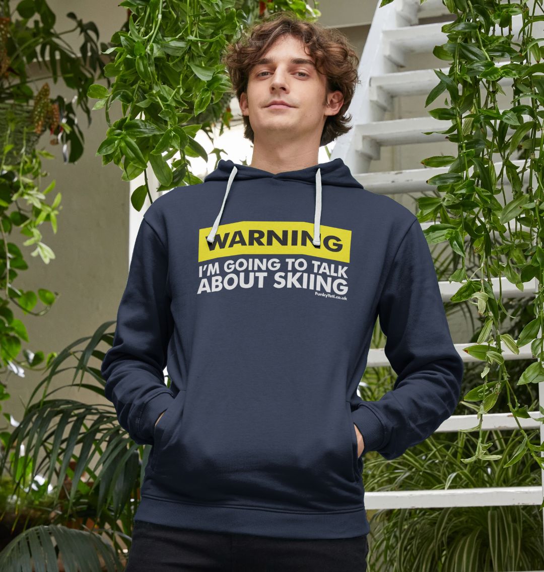 Men's Warning, Skier! Organic Pullover Hoodie